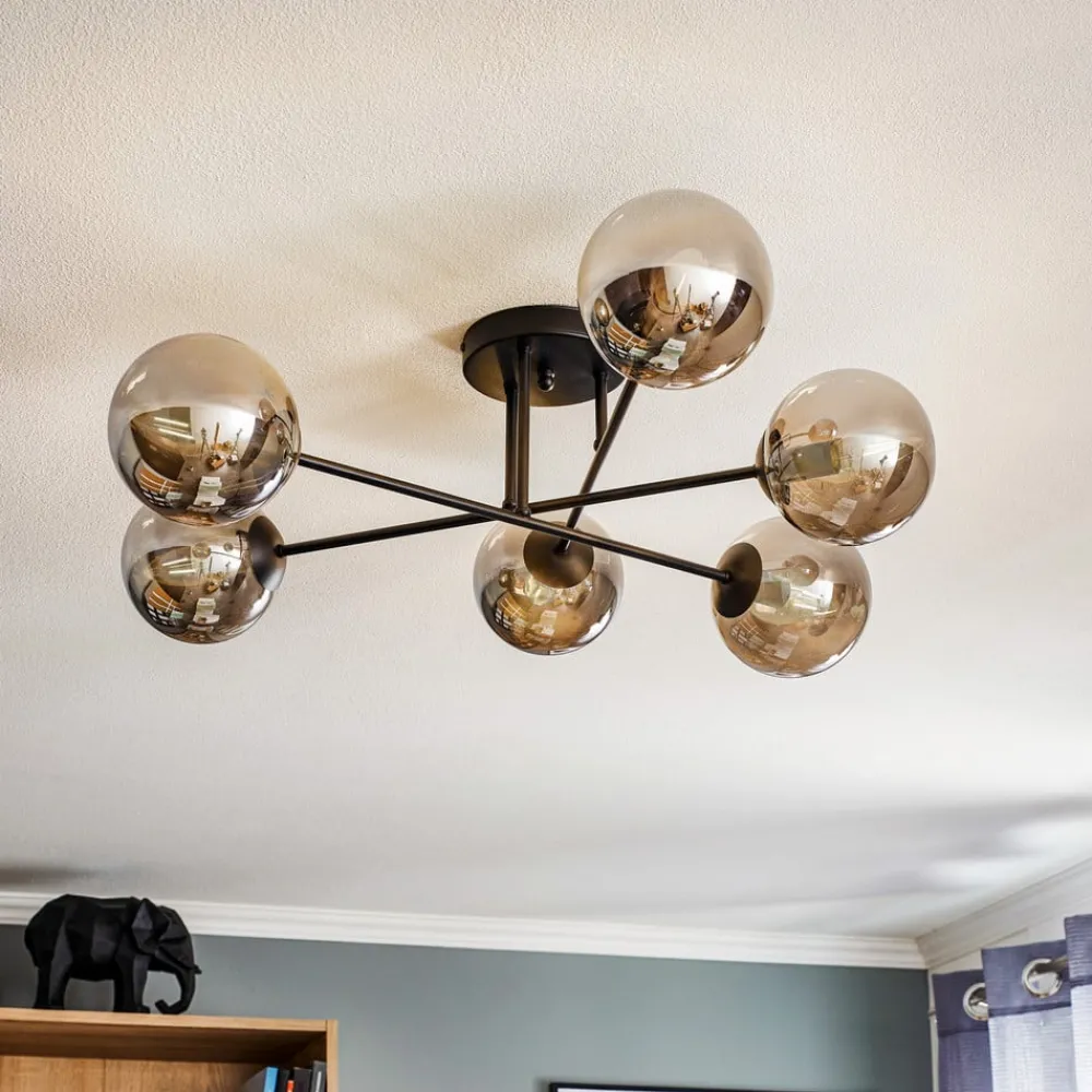 Gang|Loftlamper ^ EMIBIG LIGHTING Glassy loftlampe, sort, grafit, glas, 6 lyskilder, E14