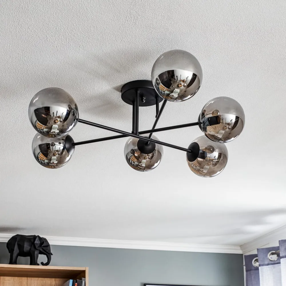 Gang|Loftlamper ^ EMIBIG LIGHTING Glassy loftlampe, sort, grafit, glas, 6 lyskilder, E14
