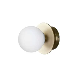 Globen Lighting Væg- Og Spejllamper > væglampe ART DECO, messing/hvid Ø 16 cm IP44