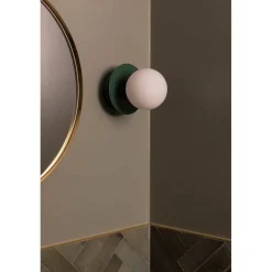 Globen Lighting Væg- Og Spejllamper > væglampe ART DECO, grøn/hvid, Ø 16 cm, IP44
