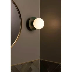 Globen Lighting Væg- Og Spejllamper > væglampe ART DECO, grøn/hvid, Ø 16 cm, IP44