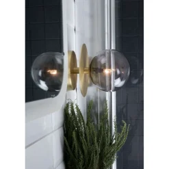 Væg- Og Spejllamper ^ Globen Lighting væglampe ART DECO, messing/grå Ø 16 cm IP44