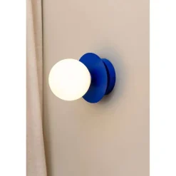 Væg- Og Spejllamper ^ Globen Lighting væglampe ART DECO, blå/hvid, Ø 16 cm, IP44