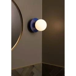 Væg- Og Spejllamper ^ Globen Lighting væglampe ART DECO, blå/hvid, Ø 16 cm, IP44