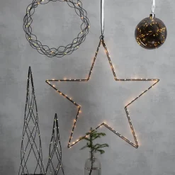 Julepynt|Vinduesdekoration ^ STAR TRADING Glow LED-dekokugle af glas, Ø 15 cm, røggrå