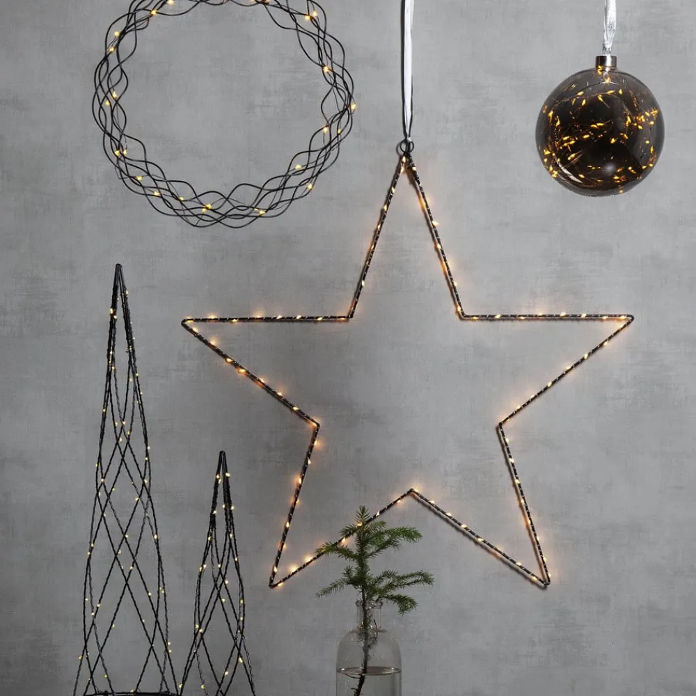 Julepynt|Vinduesdekoration ^ STAR TRADING Glow LED-dekokugle af glas, Ø 15 cm, røggrå