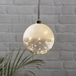 Julepynt|Vinduesdekoration ^ STAR TRADING Glow LED-dekokugle, frostet/klar, Ø 15 cm