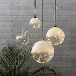Julepynt|Vinduesdekoration ^ STAR TRADING Glow LED-dekokugle, frostet/klar, Ø 15 cm