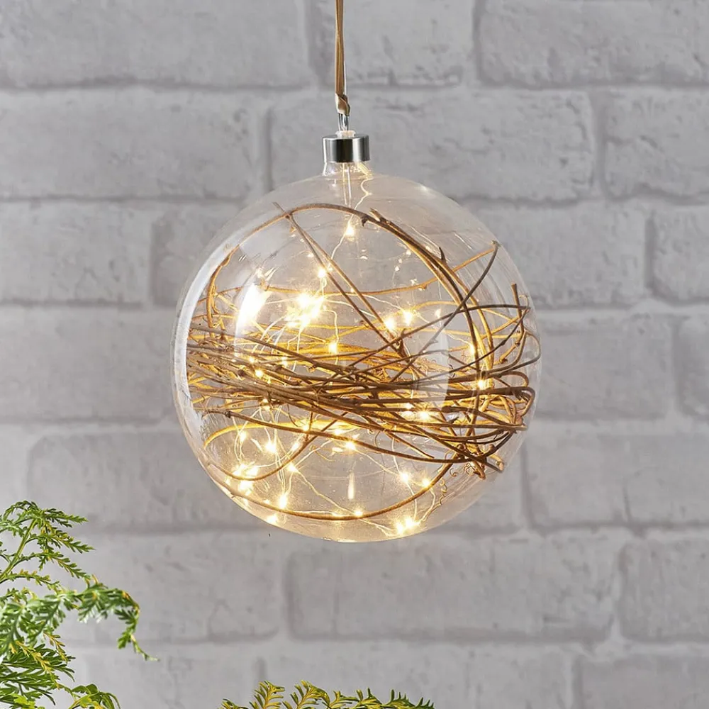 STAR TRADING Dekorationsbelysning|Julepynt > Glow LED-dekokugle, klar, rattan, Ø 20 cm
