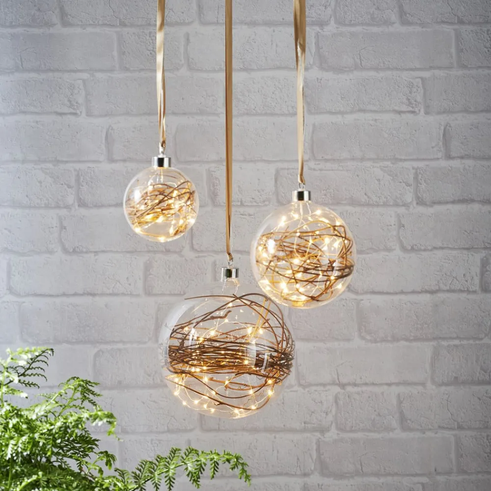 STAR TRADING Dekorationsbelysning|Julepynt > Glow LED-dekokugle, klar, rattan, Ø 20 cm