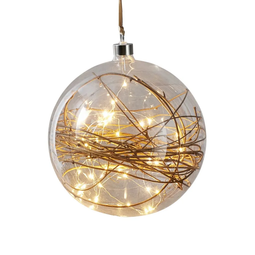 STAR TRADING Dekorationsbelysning|Julepynt > Glow LED-dekokugle, klar, rattan, Ø 20 cm