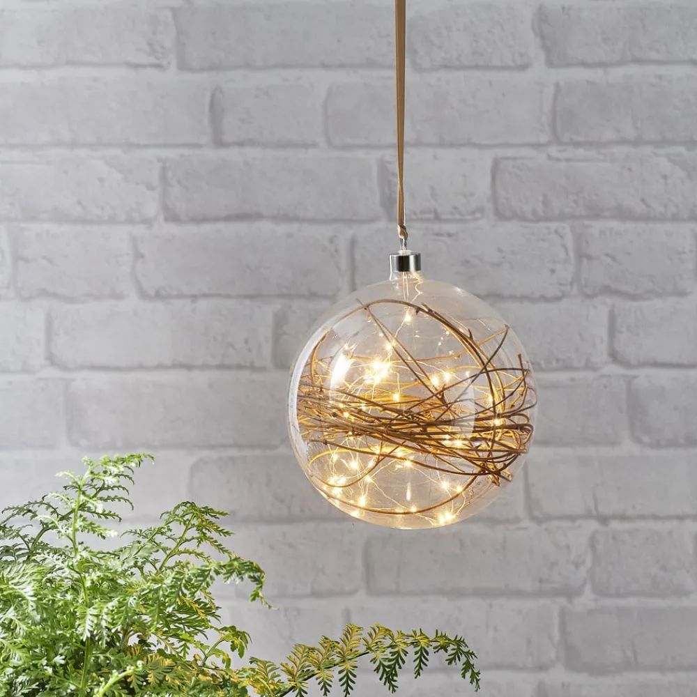 STAR TRADING Dekorationsbelysning|Julepynt > Glow LED-dekokugle, klar, rattan, Ø 20 cm