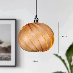 Bæredygtige Lamper ^ Gofurnit Mela pendellampe, kirsebærtræ, Ø 35 cm