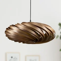 Bæredygtige Lamper|Pendellamper ^ Gofurnit Veneria hængelampe, nøddetræ, Ø 60 cm