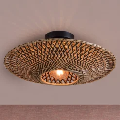 Good & Mojo Loftlamper > loftlampe Bali, Ø 44 cm, sort/natur, bambus