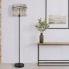 Globo Gulvlamper > Gorley gulvlampe, højde 152 cm, røggrå, glas/metal