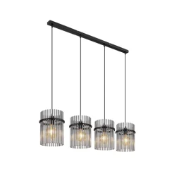 Globo Pendellamper > Gorley pendel, længde 110 cm, røggrå, 4-lys, glas