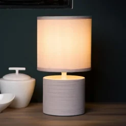 Lucide Bordlamper > Greasby bordlampe med tekstilskærm, beige