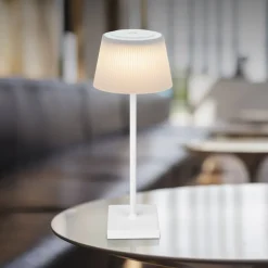 Globo Terrassebelysning > Gregoir genopladelig LED-bordlampe, mat hvid, højde 38 cm, CCT