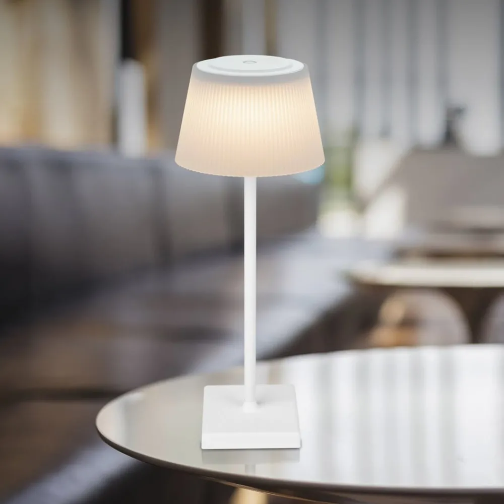 Globo Terrassebelysning > Gregoir genopladelig LED-bordlampe, mat hvid, højde 38 cm, CCT