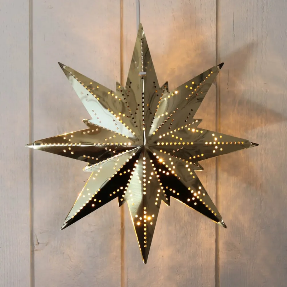Dekorationsbelysning|Julepynt ^ STAR TRADING Guldfarvet metalstjerne Mini