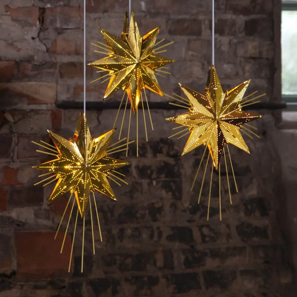 Dekorationsbelysning|Julepynt ^ STAR TRADING Guldfarvet metalstjerne Mini