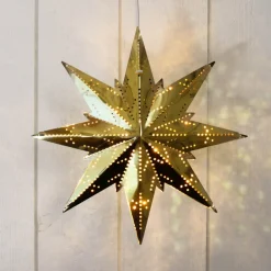 Dekorationsbelysning|Julepynt ^ STAR TRADING Guldfarvet metalstjerne Mini
