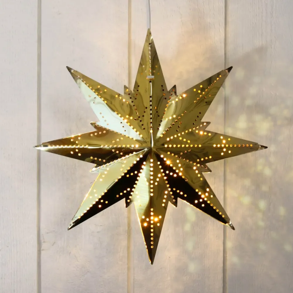 Dekorationsbelysning|Julepynt ^ STAR TRADING Guldfarvet metalstjerne Mini