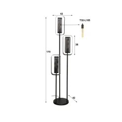 Gulvlamper ^ Zijlstra Gulvlampe Alma, 3 lyskilder, sort, metal, drejelig netskærm