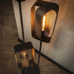 Gulvlamper ^ Zijlstra Gulvlampe Alma, 3 lyskilder, sort, metal, drejelig netskærm