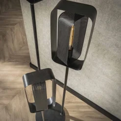 Gulvlamper ^ Zijlstra Gulvlampe Alma, 3 lyskilder, sort, metal, drejelig netskærm