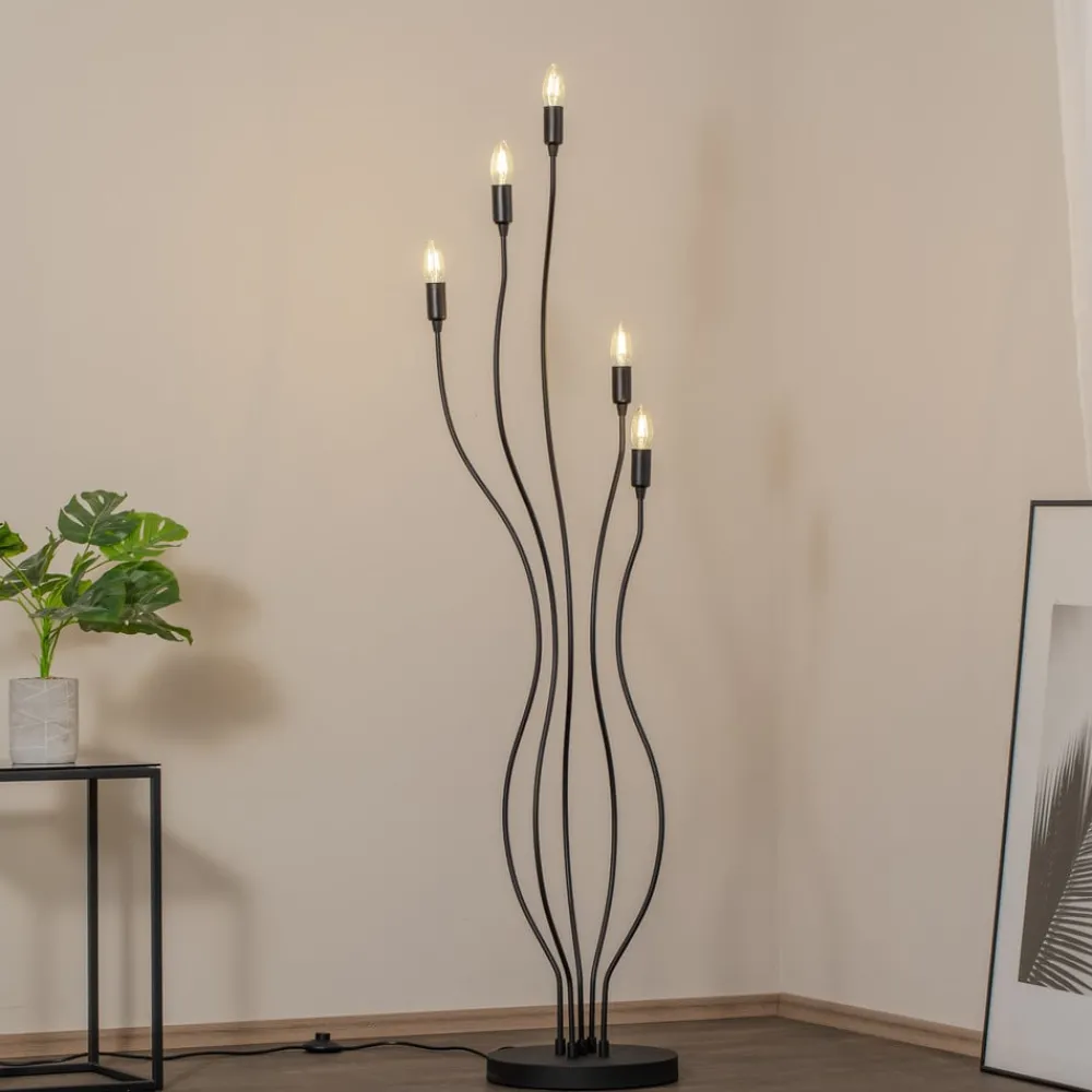 Opviq Gulvlamper|Gulvlamper > Gulvlampe Bonibon 13231 sort metal højde 155 cm 5 lyskilder