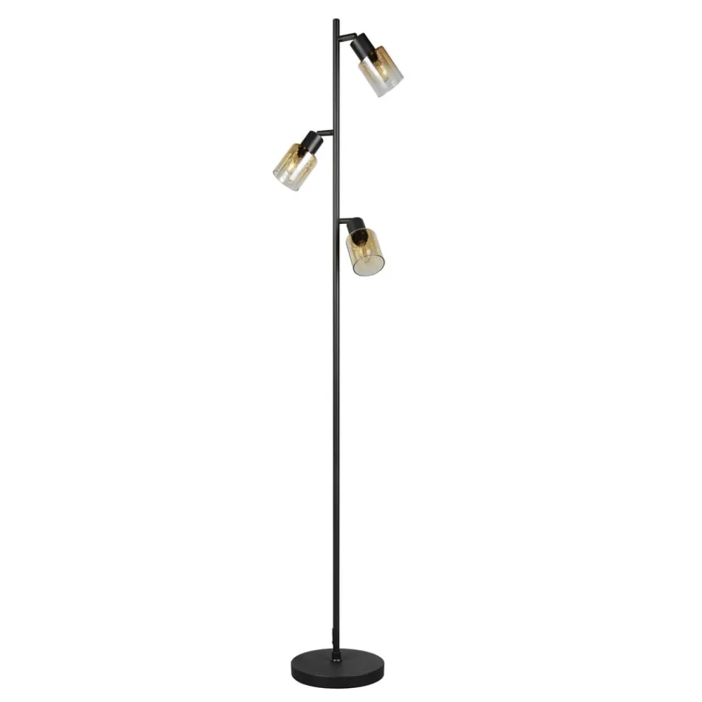Reality Leuchten Gulvlamper > Gulvlampe Cadiz, sort/ravfarvet, 3 lyskilder, højde 154 cm
