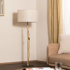 Gulvlamper|Gulvlamper ^ TK Lighting Gulvlampe Deva Nature, tekstil, træ