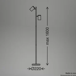 Gulvlamper|Gulvlamper ^ Briloner Gulvlampe Duta, sort/lys træ, højde 160 cm metal/træ