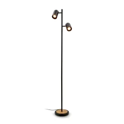 Gulvlamper|Gulvlamper ^ Briloner Gulvlampe Duta, sort/lys træ, højde 160 cm metal/træ
