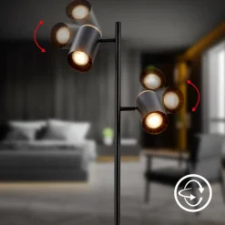 Gulvlamper|Gulvlamper ^ Briloner Gulvlampe Duta, sort/lys træ, højde 160 cm metal/træ