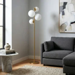 Opviq Gang|Pendellamper > Gulvlampe Fazli, guld, glas/metal, højde 162 cm, E14