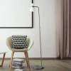 Gulvlamper|Gulvlamper ^ miloox by Sforzin Gulvlampe Fifty, stålfarvet, opalhvidt glas, justerbar