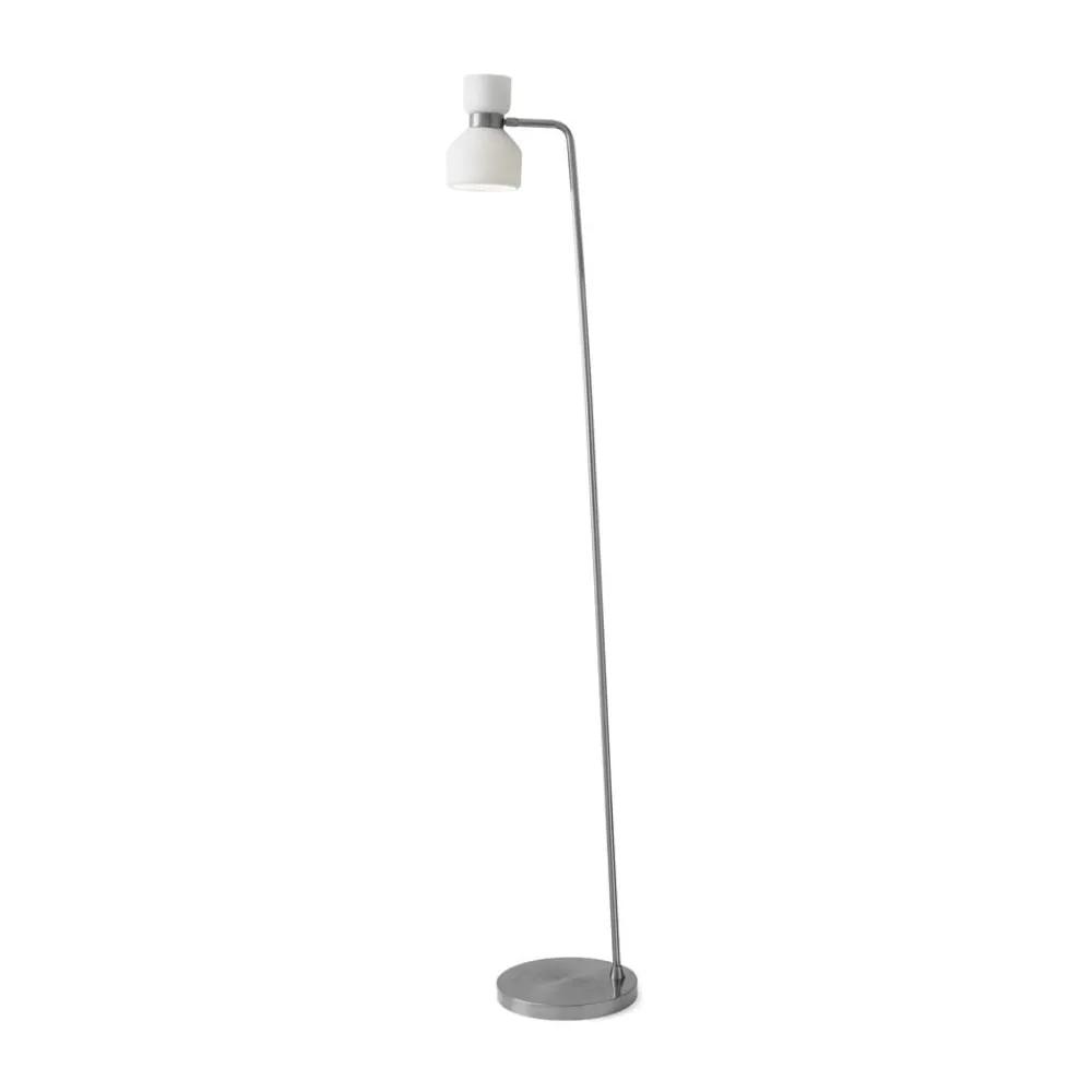 Gulvlamper|Gulvlamper ^ miloox by Sforzin Gulvlampe Fifty, stålfarvet, opalhvidt glas, justerbar