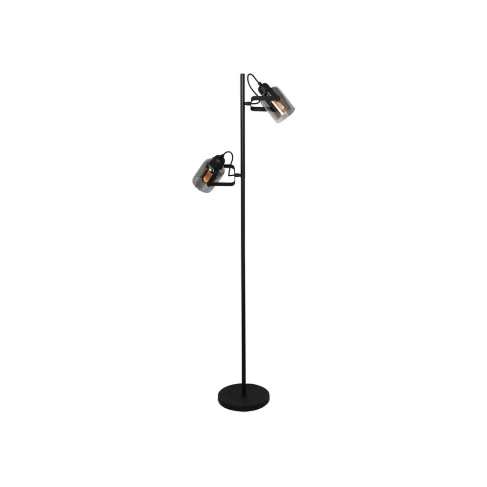 Freelight Gulvlamper|Gulvlamper > Gulvlampe Fumoso, 2-lys, højde 143 cm, sort/røggrå