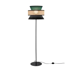 Gulvlamper ^ Luce Ambiente Design Gulvlampe Gazebo, grøn/sort/natur, 147 cm, stof/rattan