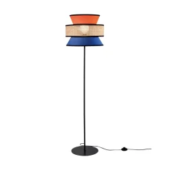 Luce Ambiente Design Gulvlamper > Gulvlampe Gazebo, orange/blå/natur, 147 cm, stof/rattan
