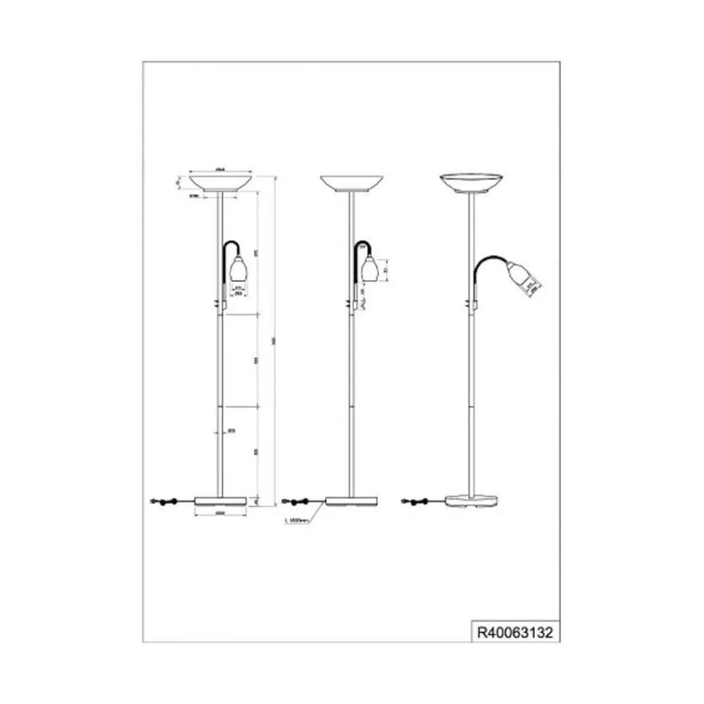 Reality Leuchten Gulvlamper > Gulvlampe Gerry, sort mat, metal, højde 180 cm