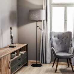 Gulvlamper|Gulvlamper ^ Nowodvorski Lighting Gulvlampe Hotel Plus - grå skærm og læselampe