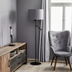 Gulvlamper|Gulvlamper ^ Nowodvorski Lighting Gulvlampe Hotel Plus - grå skærm og læselampe