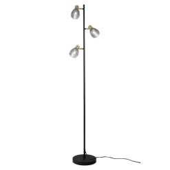 Näve Gulvlamper > Gulvlampe Lindita, 3 lyskilder, glas, jern, røggrå, E14
