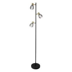 Näve Gulvlamper > Gulvlampe Lindita, 3 lyskilder, glas, jern, røggrå, E14