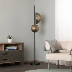 Gang|Gulvlamper ^ Avonni Gulvlampe LM-9113-2BSY, sort, metal, 180 cm høj, E14