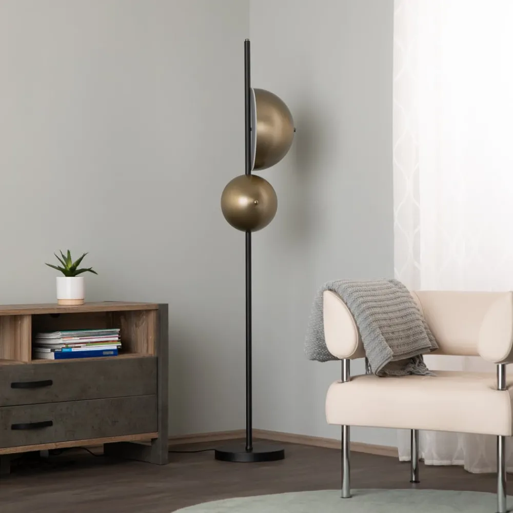 Gang|Gulvlamper ^ Avonni Gulvlampe LM-9113-2BSY, sort, metal, 180 cm høj, E14